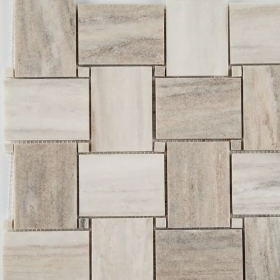 Palissandro Marble Big Basketweave Honed on 12" x 12" Mesh Mosaic Tile