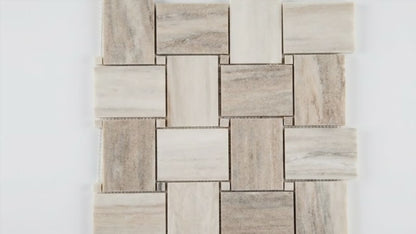 Palissandro Marble Big Basketweave Honed on 12" x 12" Mesh Mosaic Tile