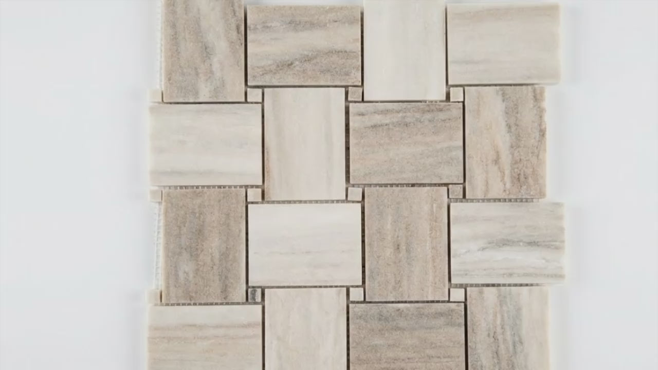 Palissandro Marble Big Basketweave Honed on 12" x 12" Mesh Mosaic Tile