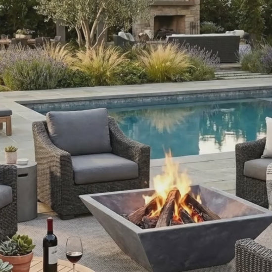 Bluestone Marble Natural Stone Fire Pit 24" x 24" x 8"