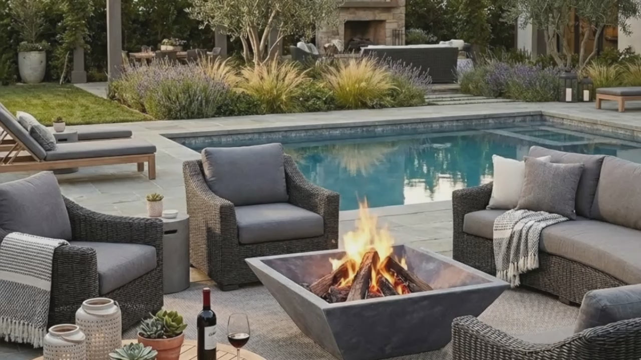 Bluestone Marble Natural Stone Fire Pit 24" x 24" x 8"
