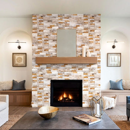 Riverrock Mixed Marble 3D Ledger Panel 6"x24" – Split-Face Wall Tile, Full Truckload