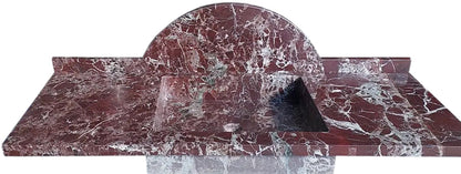 Rosso Levanto Marble Rectangular Wall-mount Sink (W)20" (L)52" (H)5" with 10" backsplash front view