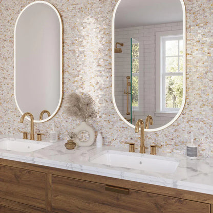 White Beige 12x12 Polished Brick Shell Mother of Pearl Mosaic Tile (20 pack, 18.52 sq ft/case) - Sample