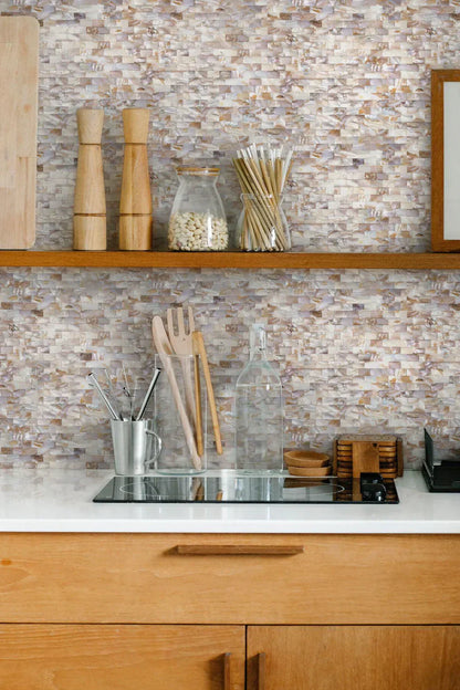 White Beige 12x12 Polished Brick Shell Mother of Pearl Mosaic Tile (20 pack, 18.52 sq ft/case) - Sample
