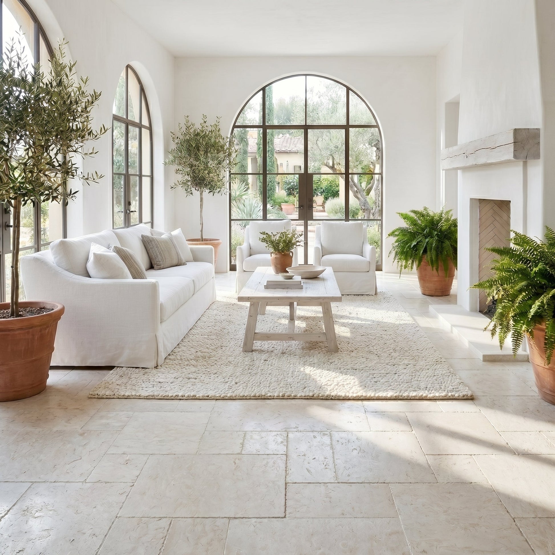 Shell Stone White Fossil Limestone Pattern Set Tiles Floor and Wall Tile
