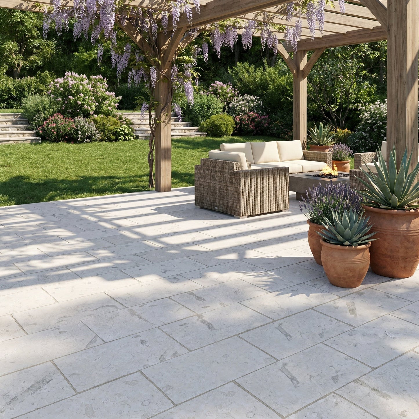 Shell Stone White Tumbled Pavers 18"x36"x1 1/4"