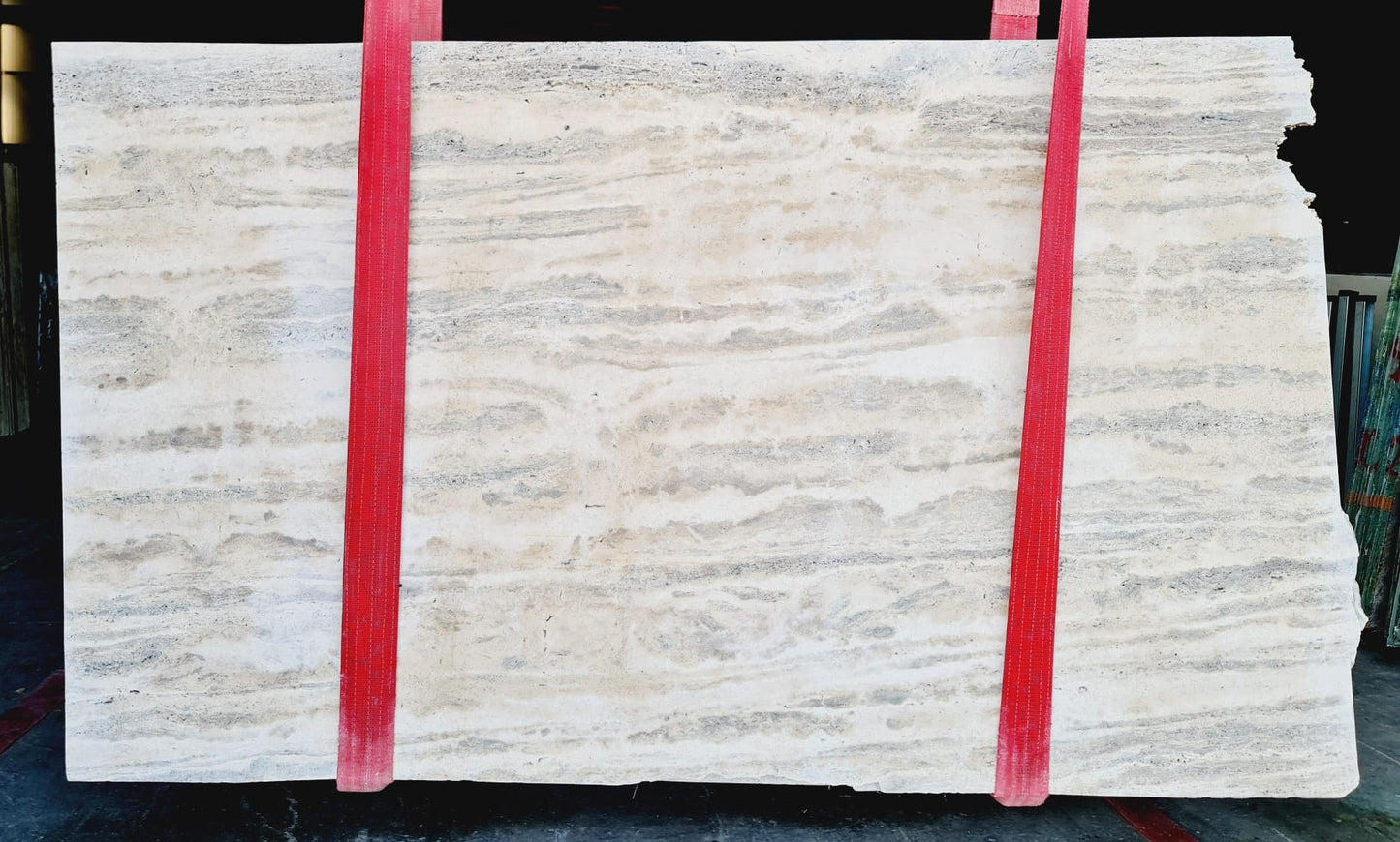 Silver Beige Bookmatching Polished Travertine Slab