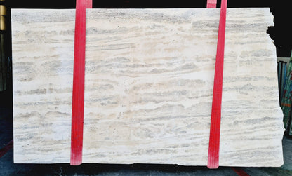 Silver Beige Bookmatching Polished Travertine Slab