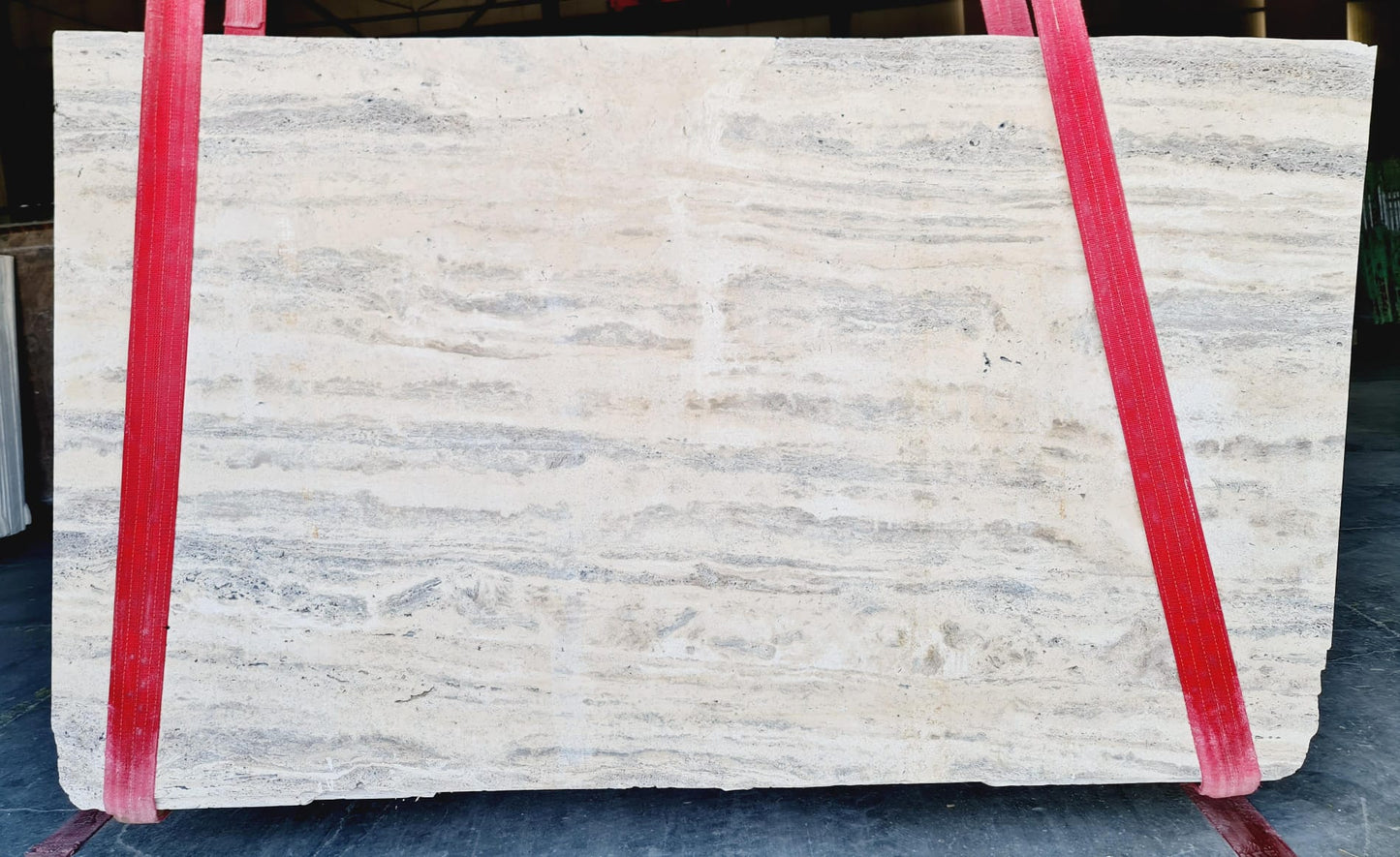 Silver Beige Bookmatching Polished Travertine Slab