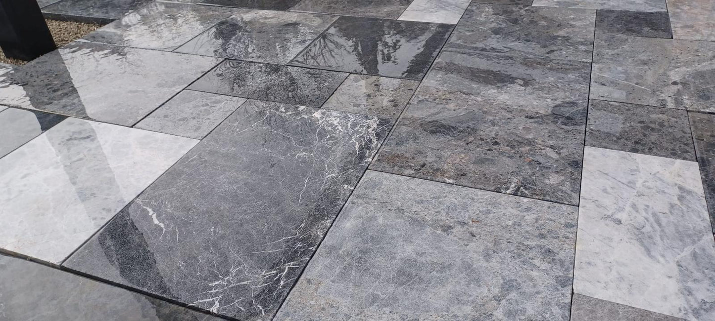 Silver Shadow Marble Tumbled Pavers (3cm Thickness)