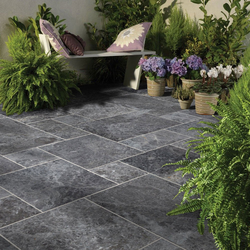 Silver Shadow Tumbled Marble Pavers