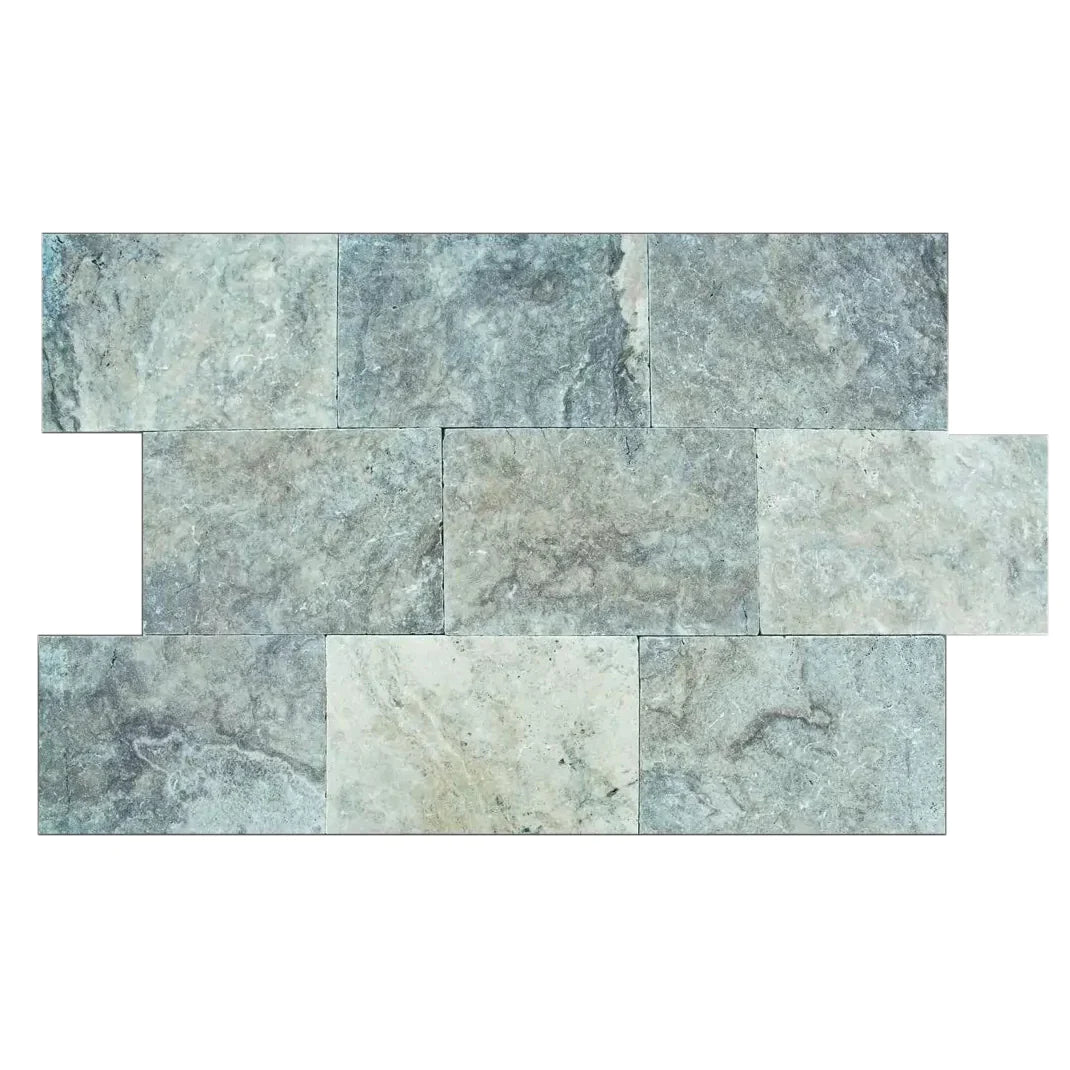 Silver Travertine Tumbled Pavers