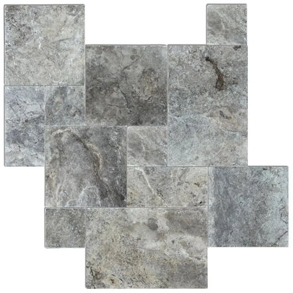 Silver Travertine Tumbled Pavers