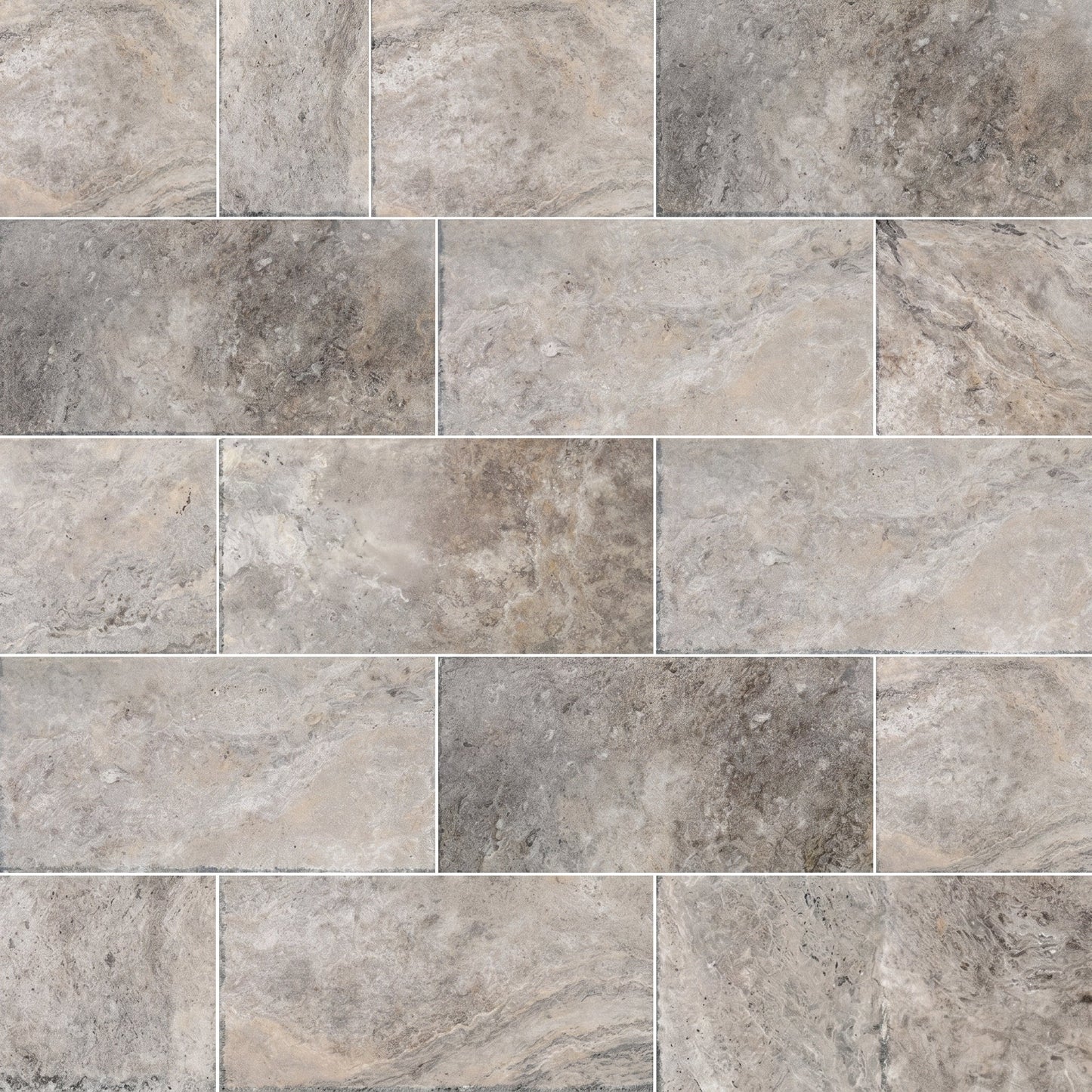 Silver Travertine Floor &amp; Wall Tile – Filled &amp; Tumbled – 12" x 24"
