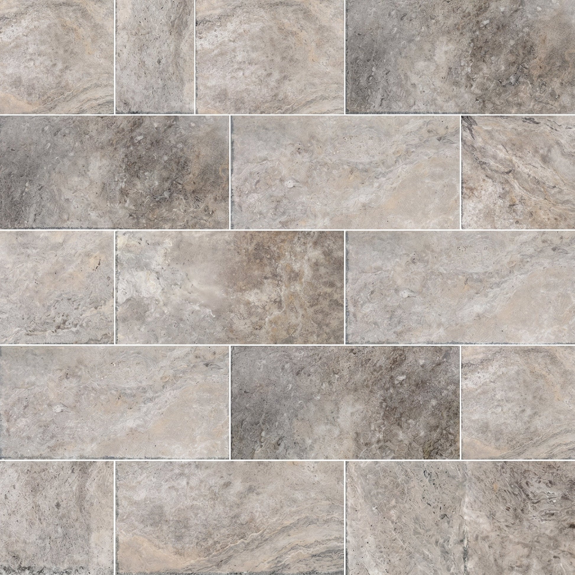 Silver Travertine Floor &amp; Wall Tile – Filled &amp; Tumbled – 12" x 24"