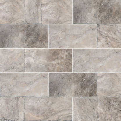 Silver Travertine Floor &amp; Wall Tile – Filled &amp; Tumbled – 12" x 24"