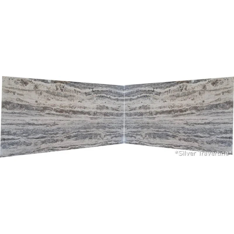 Silver Travertine Vein-cut Bookmatching Polished Slab