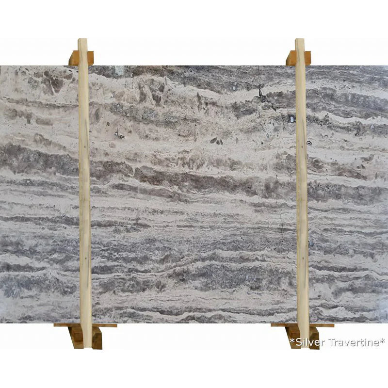 Silver Travertine Vein-cut Bookmatching Polished Slab – mayausatile