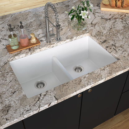 MSI WHITE QUARTZ DOUBLE BOWL 50/50-3319