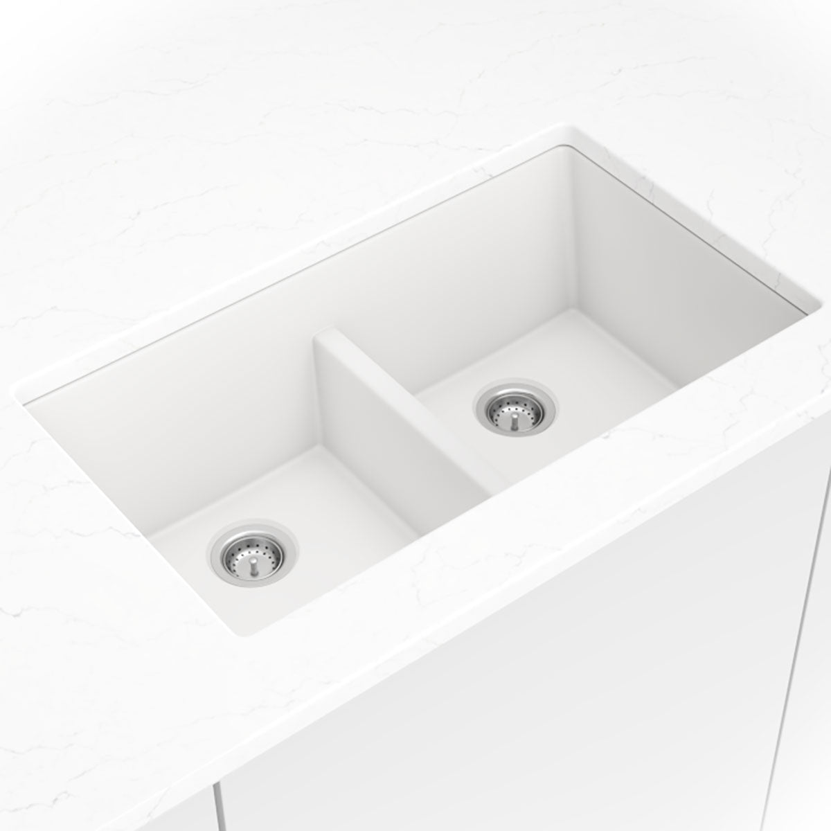 MSI WHITE QUARTZ DOUBLE BOWL 50/50-3319
