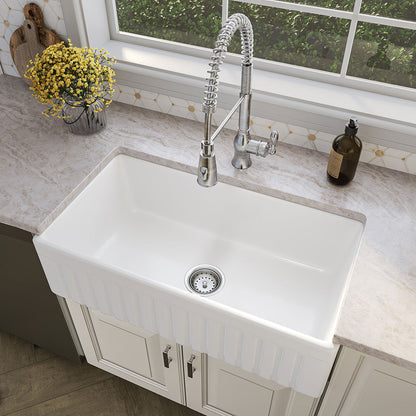 MSI FIRECLAY FARMHOUSE WHITE SINGLE BOWL-3318