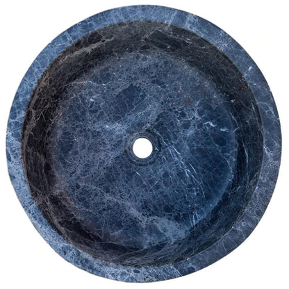 sirius black marble natural stone round shape Vessel Sink Polished size D16.5 H6 SKU TMS19 top view