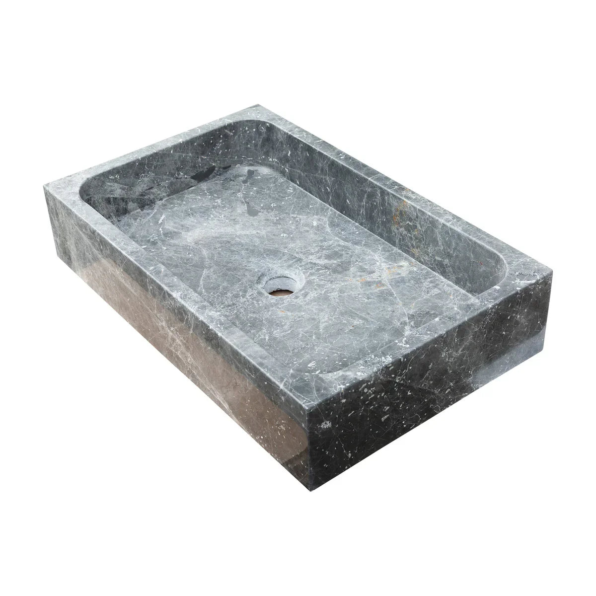 Sirius Gray Marble Rectangular Above Vanity Bathroom Sink (W)15" (L)24" (H)5" angle view