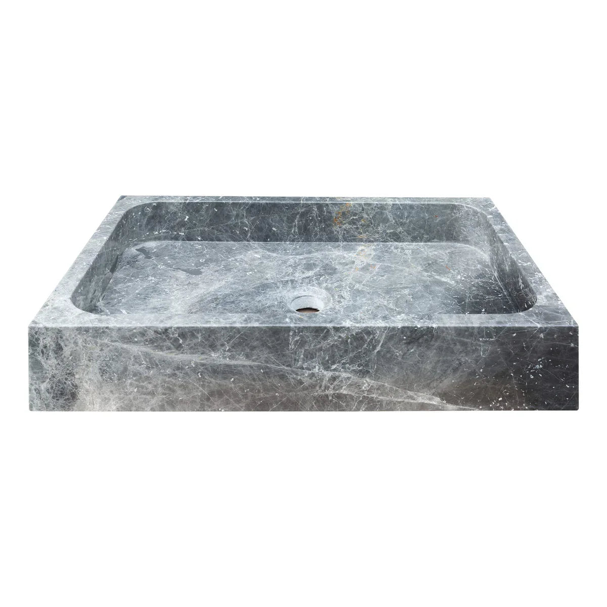 Sirius Gray Marble Rectangular Above Vanity Bathroom Sink (W)15" (L)24" (H)5" front view