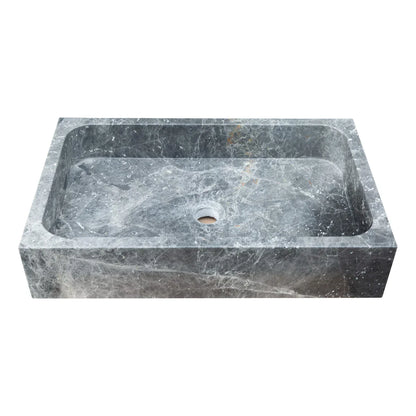 Sirius Gray Marble Rectangular Above Vanity Bathroom Sink (W)15" (L)24" (H)5" top front view