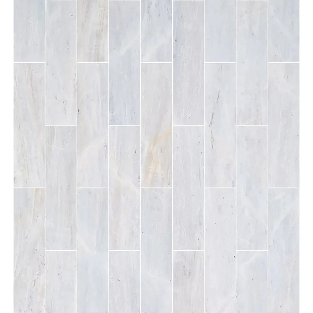 Solto White Marble Tile Honed Floor and Wall Tile 6"x24"