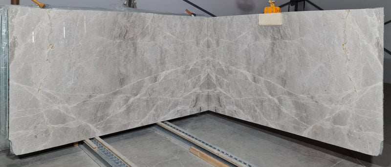 Spider Gray Bookmatching Polished Marble Slab
