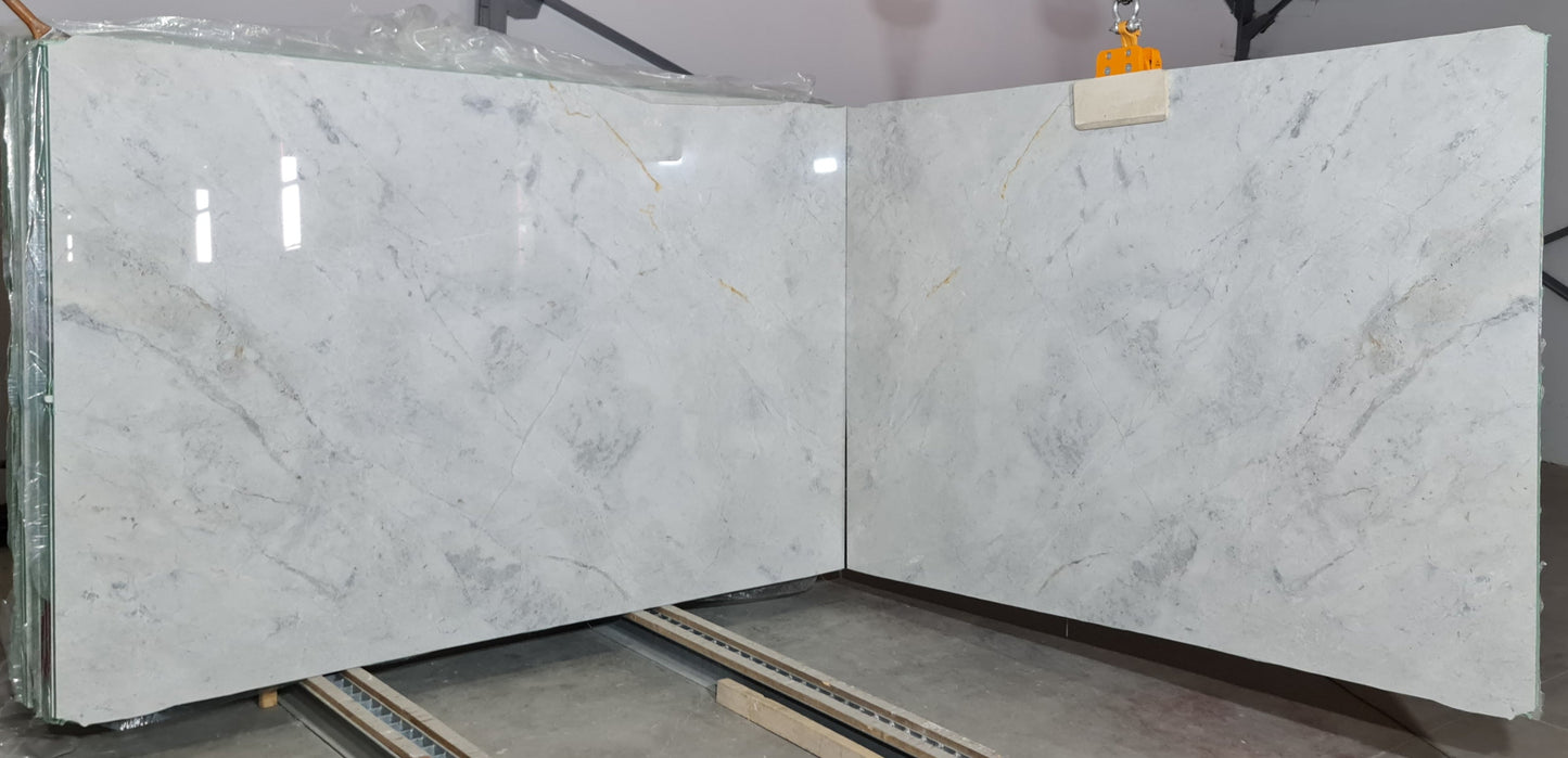 Super White Bookmatching Polished Marble Slab