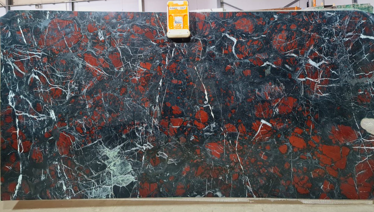 Teos Fire Bookmatching Polished Marble Slab