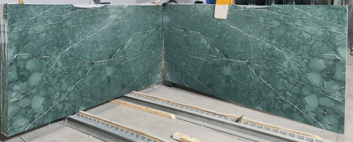 Teos Green Bookmatching Polished Marble Slab