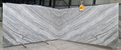 Titanium Gray Bookmatching Polished Marble Slab