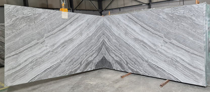 Titanium Gray Bookmatching Polished Marble Slab