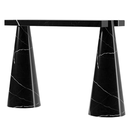 Toros Black Marble Designer Cone Shape Legs Console Polished (W)15" (L)40" (H)32" side view 2