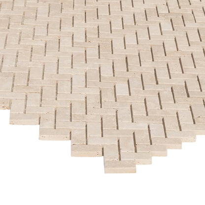 Light Beige Travertine Tumbled Mosaic Tile (10 sqft per box)