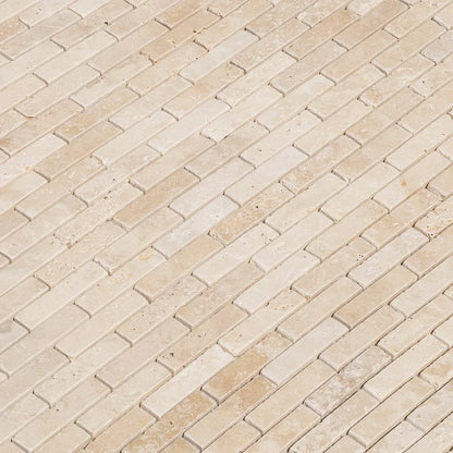 Light Beige Travertine Tumbled Mosaic Tile (10 sqft per box)