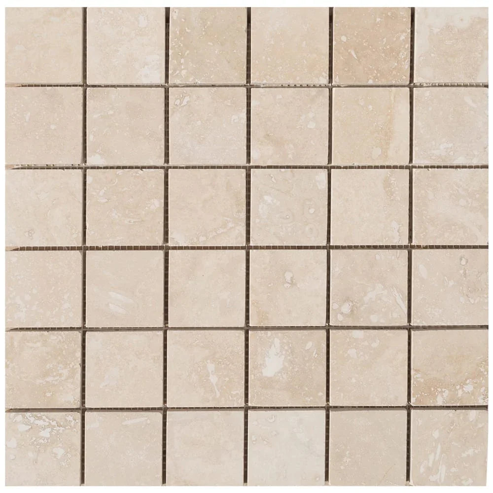 Light Beige Travertine Honed Mosaic Tile (10 sqft per box)