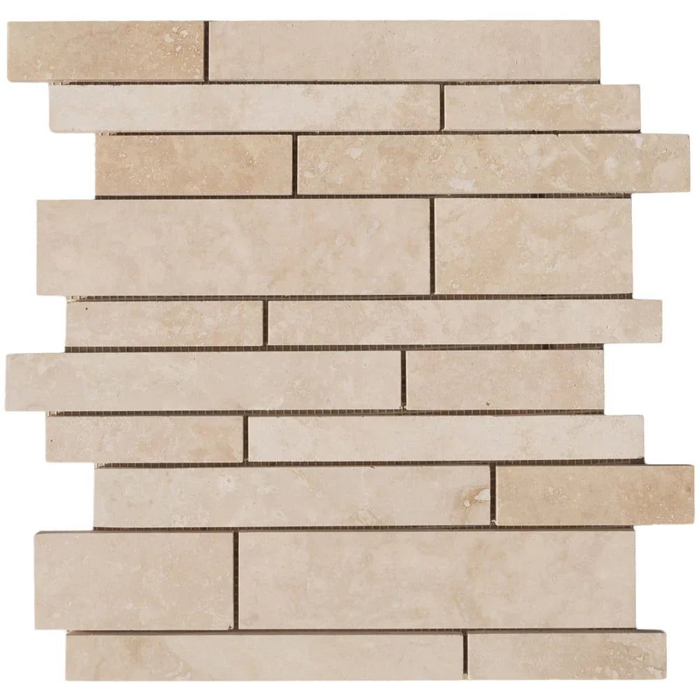 Classic Beige Travertine Slides Honed Mosaic Floor and Wall Tile (10 sqft per box)