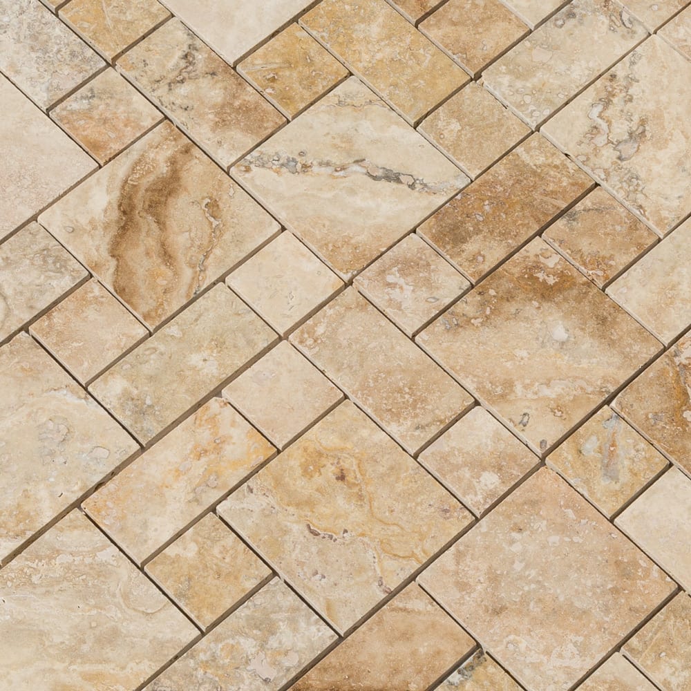 Niagara Travertine Versailles Pattern Brushed Mosaic Floor and Wall Tile (10 sqft per box)