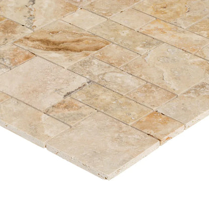 Niagara Travertine Versailles Pattern Brushed Mosaic Floor and Wall Tile (10 sqft per box)