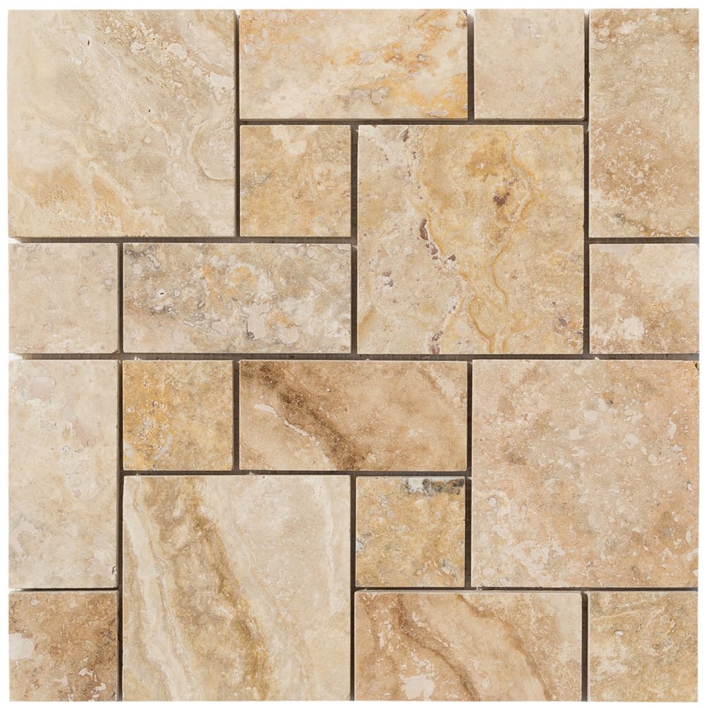 Niagara Travertine Versailles Pattern Brushed Mosaic Floor and Wall Tile (10 sqft per box)