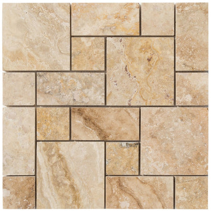 Niagara Travertine Versailles Pattern Brushed Mosaic Floor and Wall Tile (10 sqft per box)