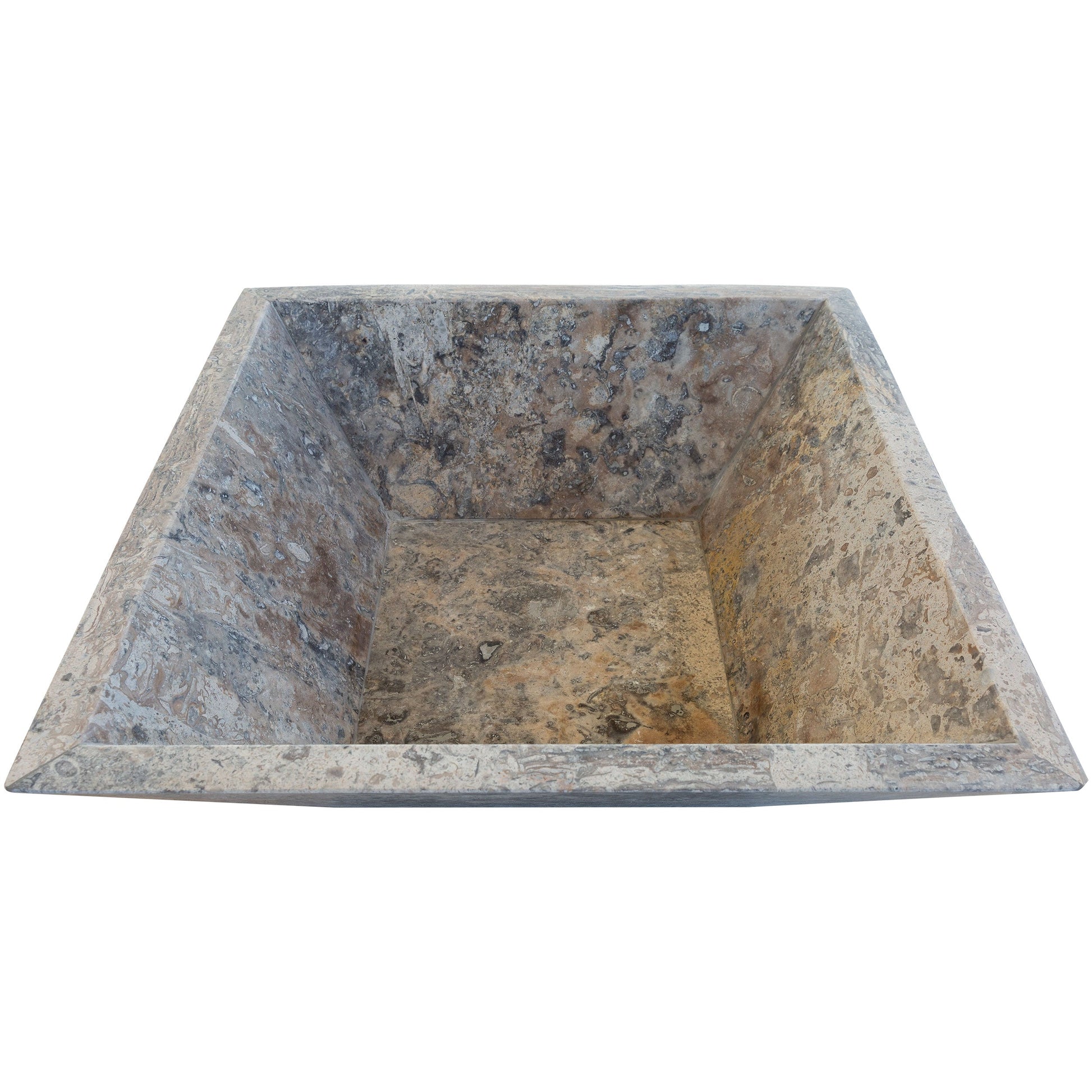Silver Travertine Natural Stone Fire Pit – 24" x 24" x 8"