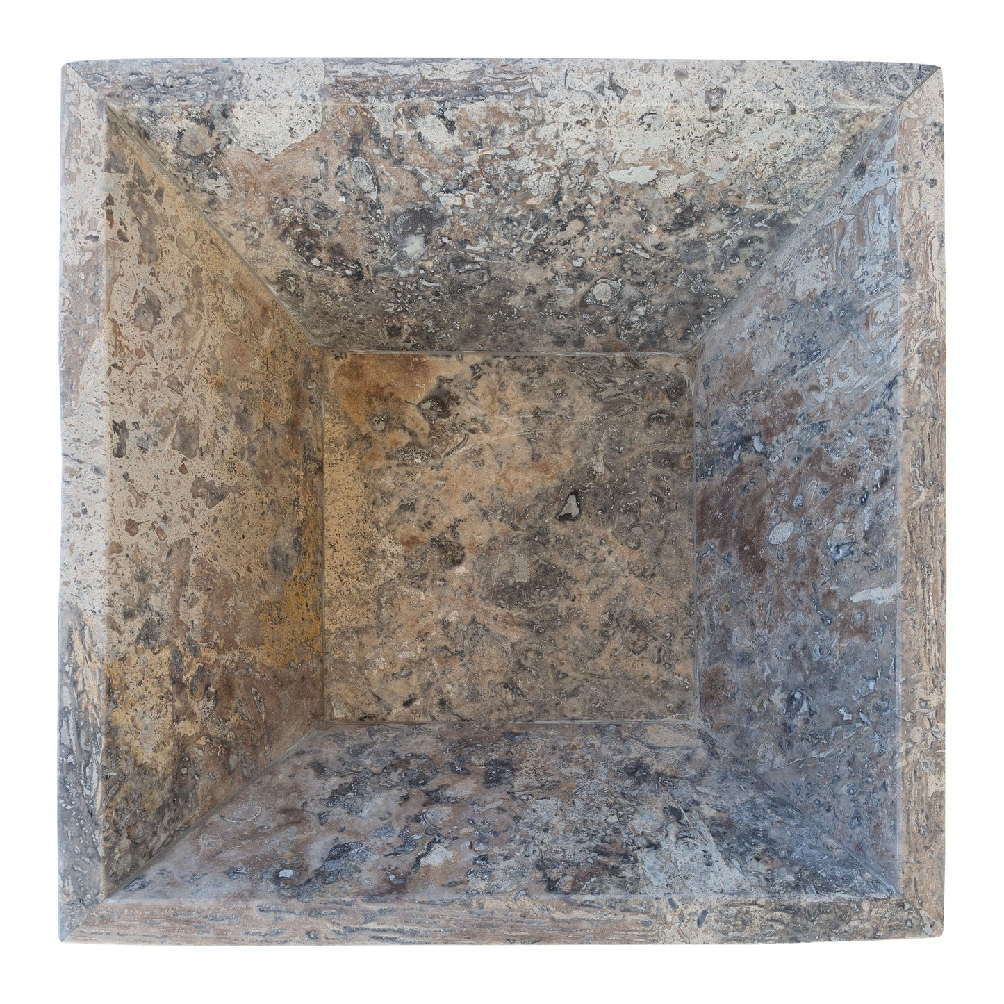 Silver Travertine Natural Stone Fire Pit – 24" x 24" x 8"