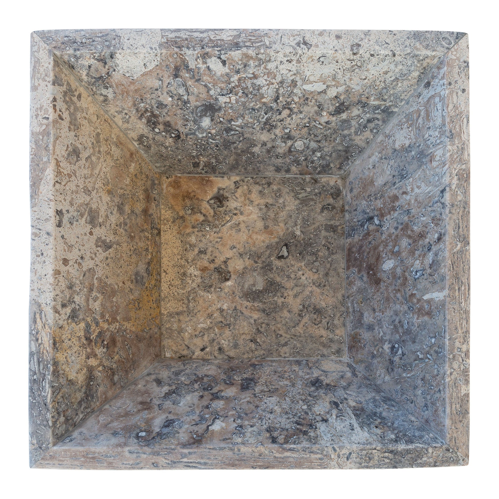 Silver Travertine Natural Stone Fire Pit – 24" x 24" x 8"