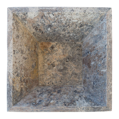 Silver Travertine Natural Stone Fire Pit – 24" x 24" x 8"